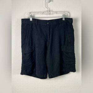Cubavera Black Linen Rayon Cargo Shorts
